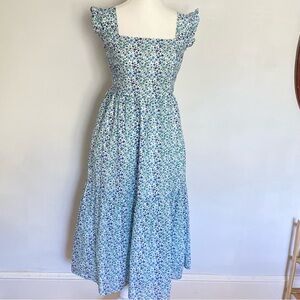 J. Crew Blue and White Cotton Floral Dress